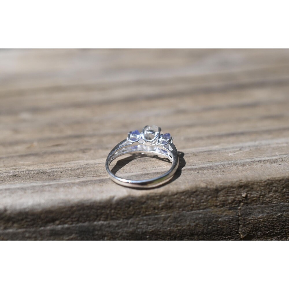 Engagement ring Tanzanite and Lake County diamond  sterling silver size 3 4 5 6 - Picture 5 of 5